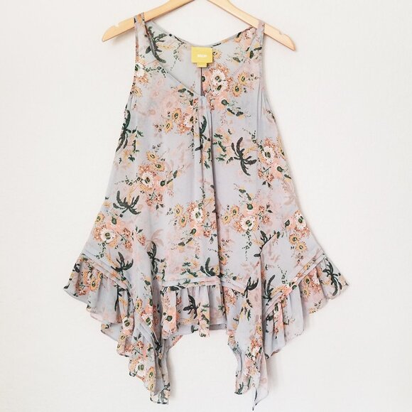 Anthropologie Maeve Magda Ruffle Floral Tunic Tank S Romantic Fairy Sheer $98 - Picture 2 of 15